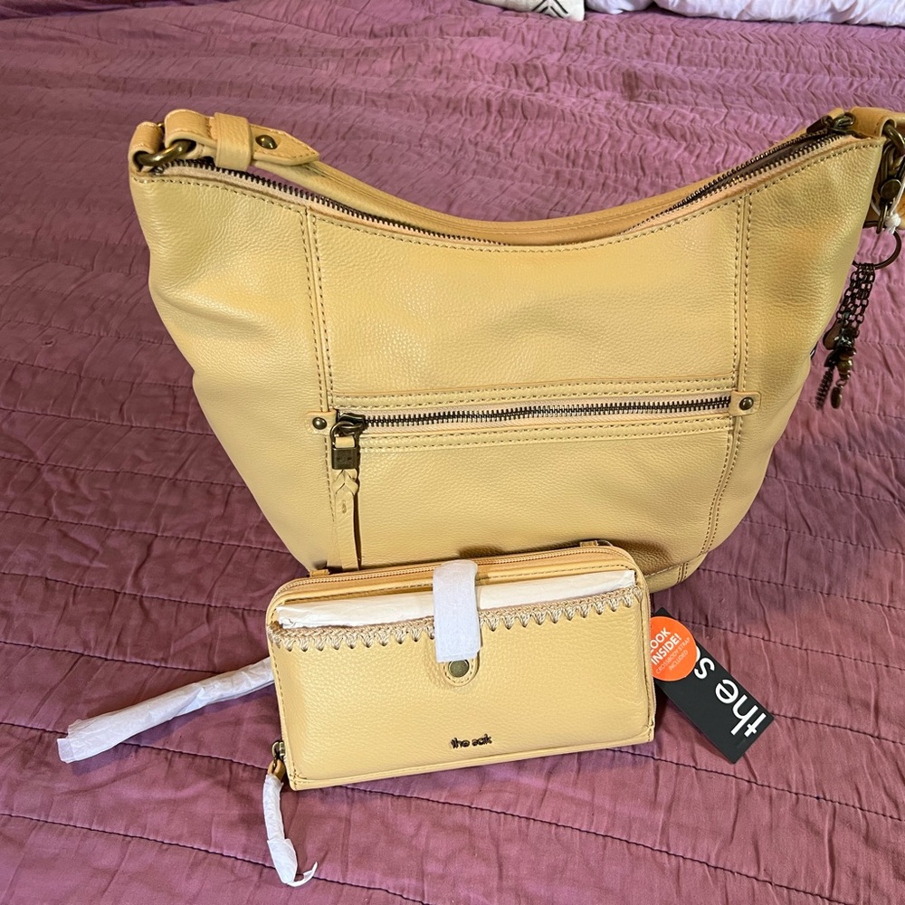 NWT The SAK Buttercup Sequoia Leather Hobo Bag and phone wallet/mini bag